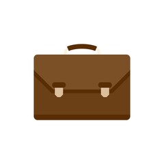 Leather office suitcase icon flat isolated vector