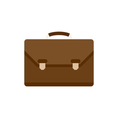 Leather office suitcase icon flat isolated vector