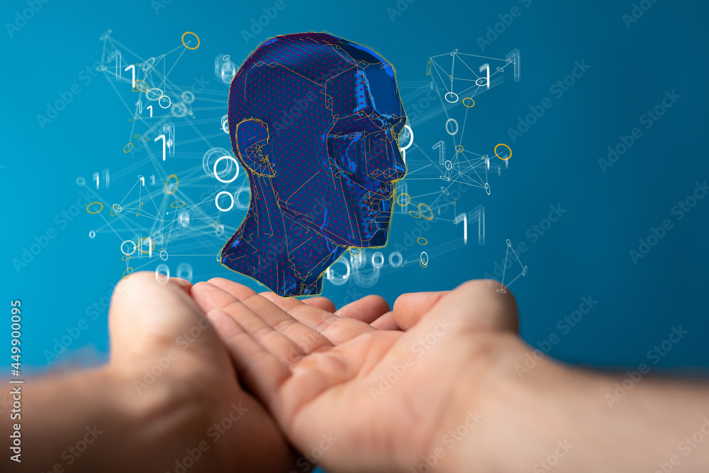 Poster artificial intelligence. technology web background. virtual concept