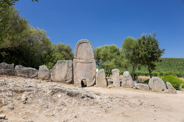 Tomb of the Giants Coddu 'Ecchju stele. Arzachena, Gallura, Sardinia, Italy, Europe