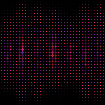 Abstract black background with pink dots. Halftone effect, vector illustrations
