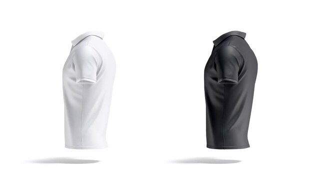 Blank black and white man polo-shirt mockup, looped rotation