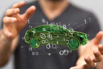 autonomous driving with a electric car 3d.