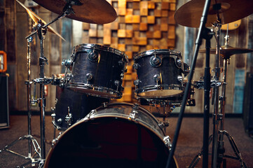 Fototapeta na wymiar Drum kit closeup, percussion musical instrument
