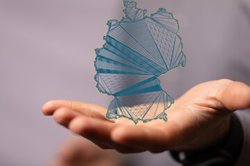 Abstract of germany map network, internet and global connection concept, Wire Frame 3D.