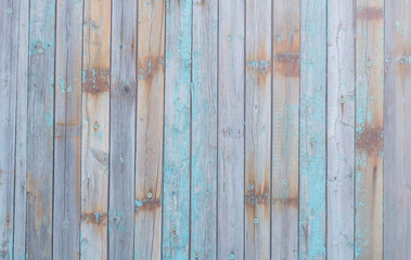 Old shabby blue gray painted wooden wall background texture.