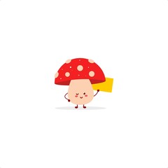 Mushrooms cute character illustration smile happy mascot logo kids play toys template