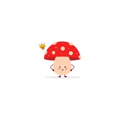 Mushrooms cute character illustration smile happy mascot logo kids play toys template