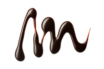 Chocolate sauce swirl isolated on whited background. Hot melted chocolate. Liquid Choco. Decorative line