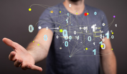 Big data and artificial intelligence concept. Machine learning and cyber mind domination