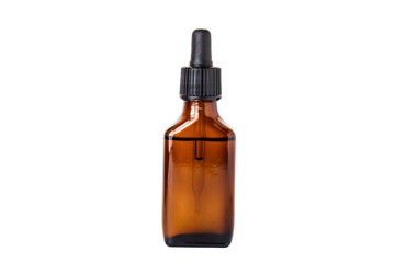 Fototapeta premium Brown bottle with drip dispenser isolated on white background.