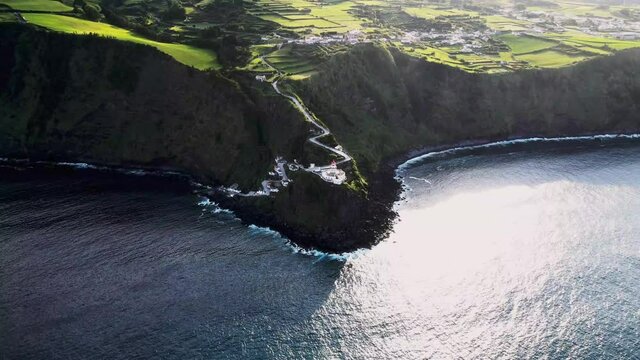 Sunset shot of the Lighthouse in Azores, Farol do Arnel