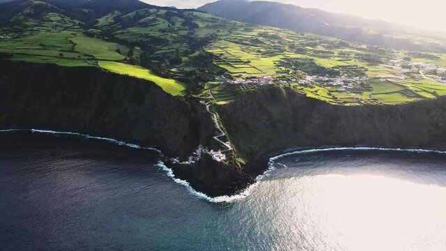 Sunset shot of the Lighthouse in Azores, Farol do Arnel