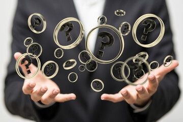 3d question marks background concept.