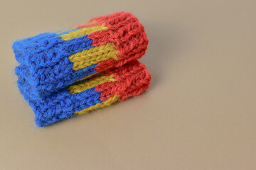 colourful hand knitting hand knit fabric in textured stitch and bright colours 