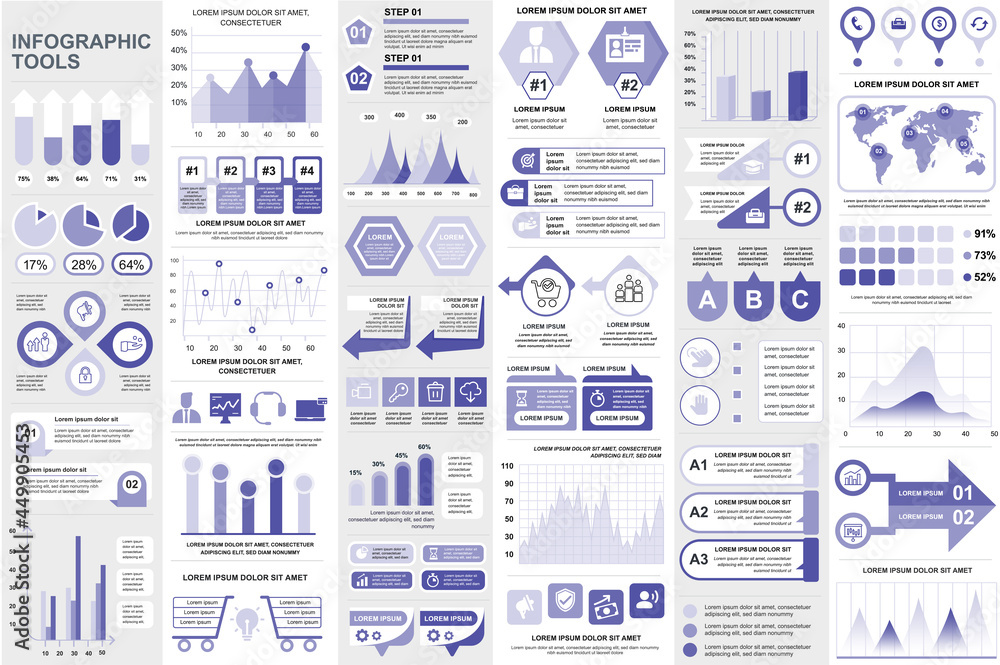 Leinwandbilder bundle infographic elements data visualization vector design template. can be used for steps, busine
