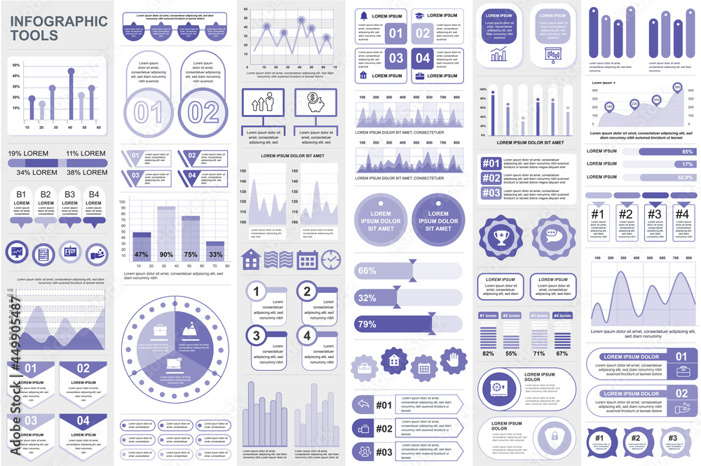 Leinwandbilder bundle infographic elements data visualization vector design template. can be used for steps, busine