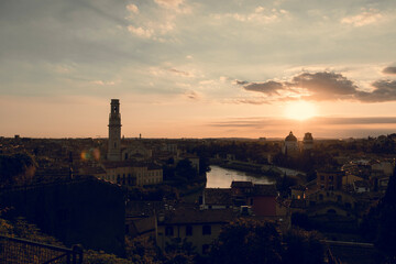 Sunset view over Verona, Italy