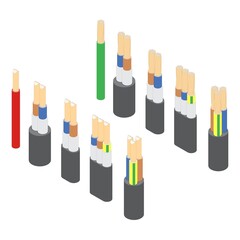 Vector isometric set of armored electric cable wires