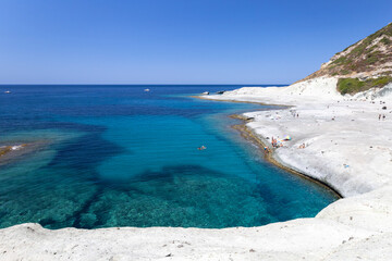 Cane Malu beautiful natural pool carved into the rock on the west coast of Sardinia, Bosa, Oristano, Italy, Europe