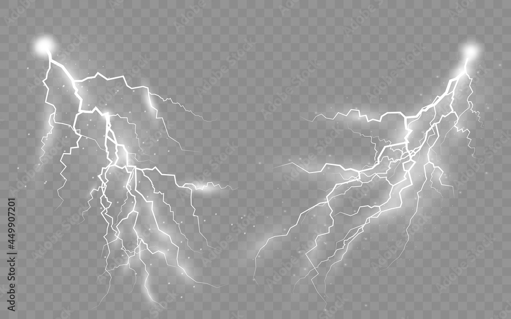 Poster set of zippers, thunderstorm and effect lightning.