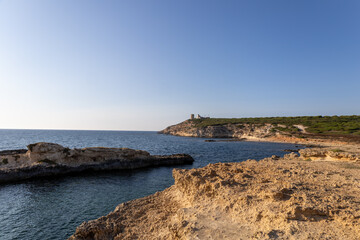 (Tower) Turr'e Sa Mora and lightfire of Capo Mannu, San Vero Milis, Oristano, Sardinia, Italy, Europe