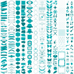 collection for label and badge. Design elements. ribbons, icons, decorations, frames, pattern, Vector
