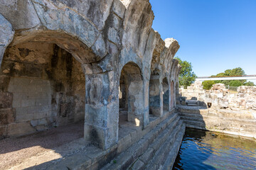 Aquae Ypsitanae the ancient Roman baths on Tirso river. Fordongianus, Oristano, Sardinia, Italy, Europe