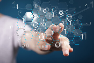 Connecting lines and dots.Big data visualization