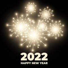 2022 New year festive vector background with fireworks and sparkle celebration lights. Merry christmas and happy new year 2022 realistic firework. Abstract festive xmas background. Vector illustration