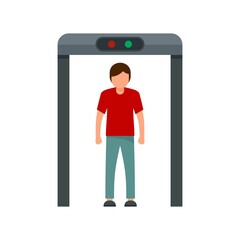 Airport scanner gate icon flat isolated vector