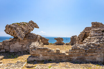 Archaeological area of Tharros in Protected marine area of the Sinis Peninsula, San Giovanni in Sinis, Cabras, Oristano, Sardinia, Italy