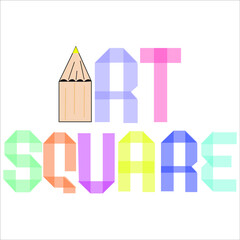 Paper cut font logo art square 