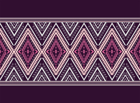 Fototapeta  Pink Geometric ethnic pattern traditional Design Textures for skirt,carpet,wallpaper,clothing,wrapping,Batik,fabric,clothes, sheets,design of Dark purple triangles Vector illustration embroidery STYL