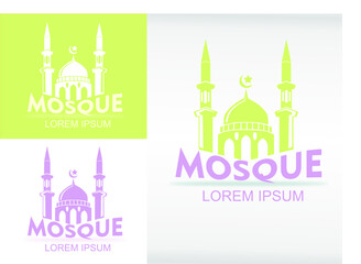 mosque logo with chartreuse and purple colors with a simple layout, good for Muslim logos. vector logo design