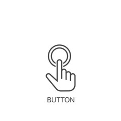 Finger pressing round button vector icon Cursor pointer symbol, logo illustration.