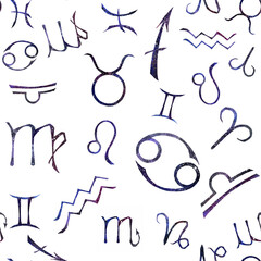 pattern of watercolor art of signs of the zodiac