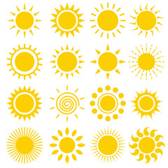 sun icon set. summer. vector illustration. Meteorology symbols.