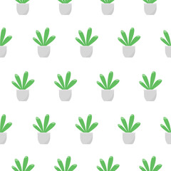 This is a seamless pattern texture of the house plants on a white background. Vector wrapping paper.