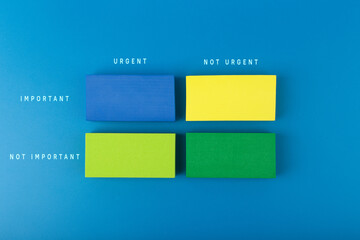 Eisenhower matrix, trendy planning, time or project management concept. Multicolored sections for...