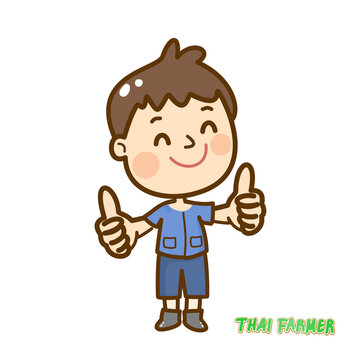 Cartoon Thai Farmer Vector 