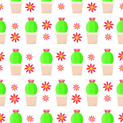 This is a seamless pattern texture of the house plants on a white background. Vector wrapping paper.