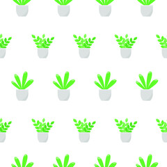 This is a seamless pattern texture of the house plants on a white background. Vector wrapping paper.