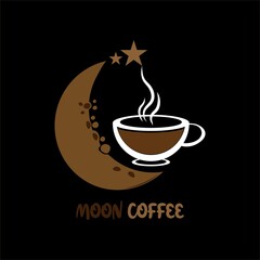 Coffee cup moon concept background