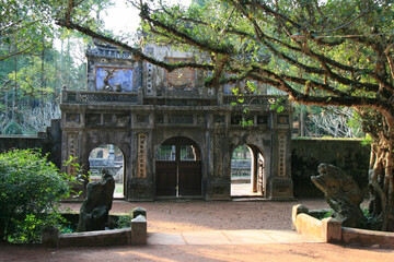 gate of a temple in hue in vietnam 