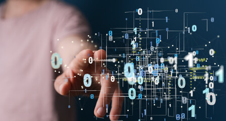 Molecular background with DNA. Network with connecting dots and lines.