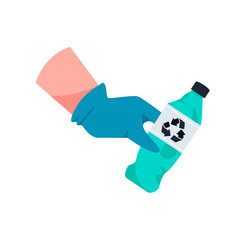 Recycling plastic trash isolated vector illustration. Cleaning and sorting junk design element. 