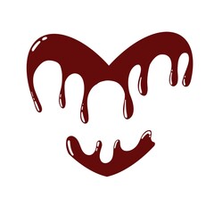 Melted chocolate Illustration. Chocolate heart Illustration isolated
