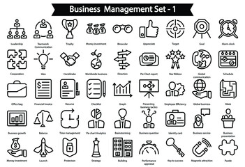 Business management 1 Line Icon Set