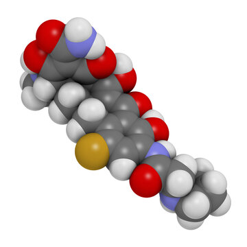 Eravacycline antibiotic drug molecule (tetracycline class). 3D r